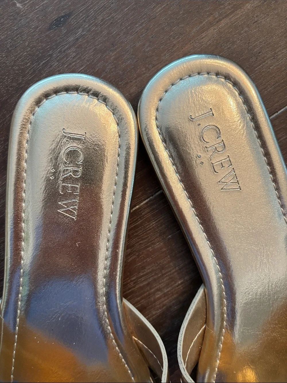 J. Crew Iridescent Metallic Knot Slide Sandals - Gold